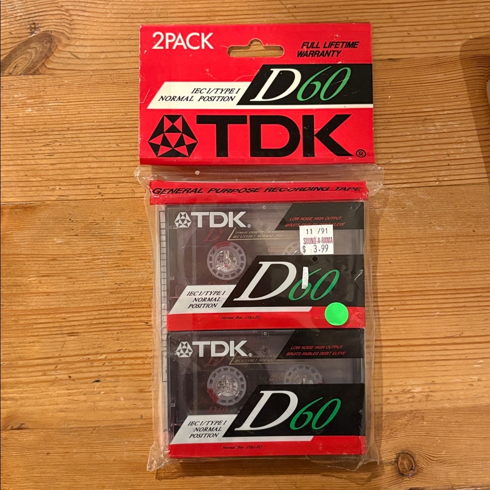 VTG 90s TDK cassettes D60 IEC I / TYPE I normal position japan NEW SEALED